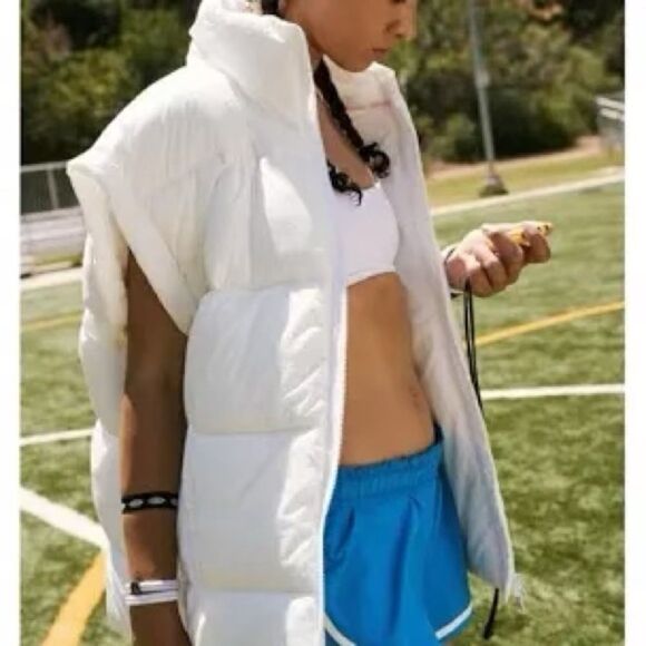 New Free People In A Bubble Puffer Vest Short Sleeve Jacket White S - Picture 2 of 7